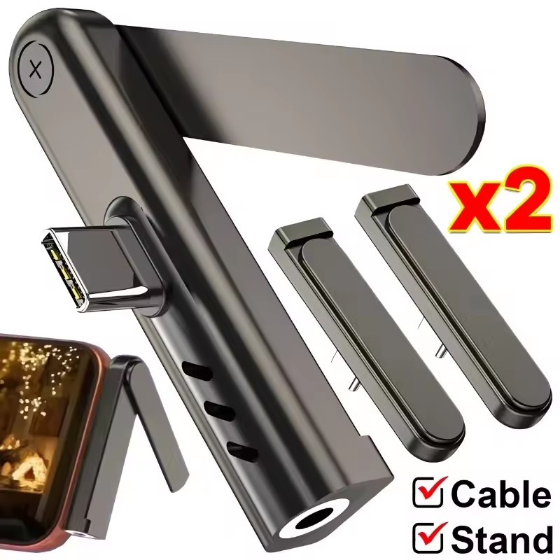 Headphone Stand Desk - 2/1 adet taşınabilir USB C 3.5mm