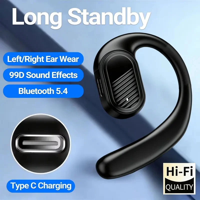Bluetooth Headset On Ear - Bluetooth 5.4 Açık Kablosuz Kulaklık Sol