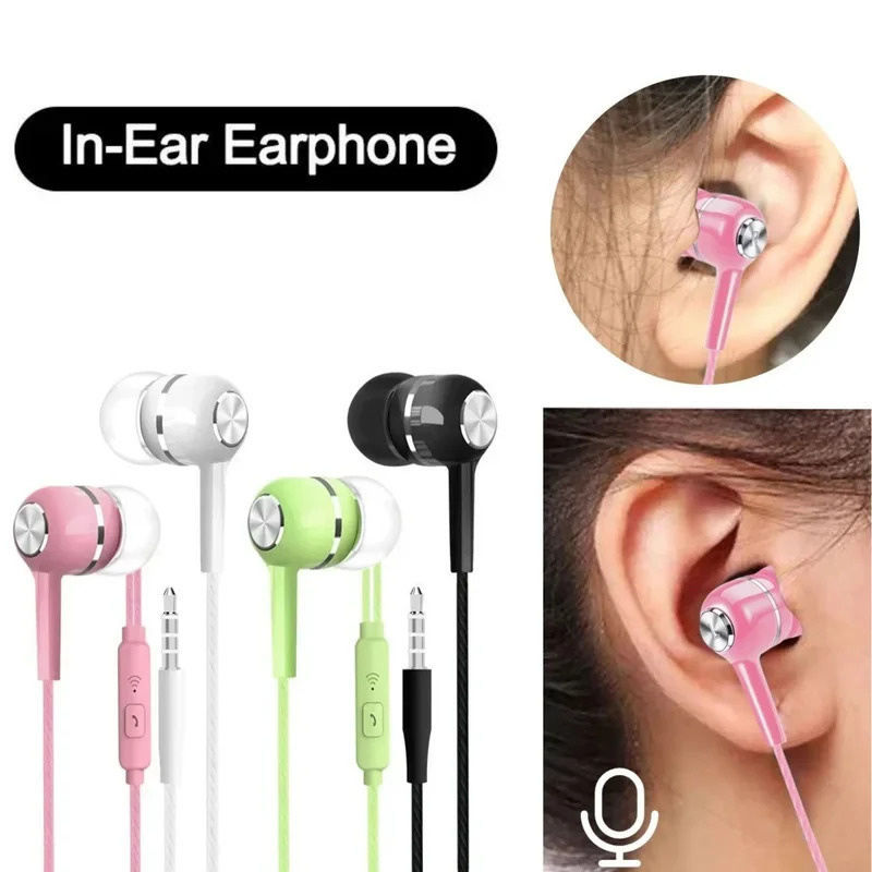 Wired Earphone Mic - 1/2/3/4 adet 3.5mm kablolu kulak içi