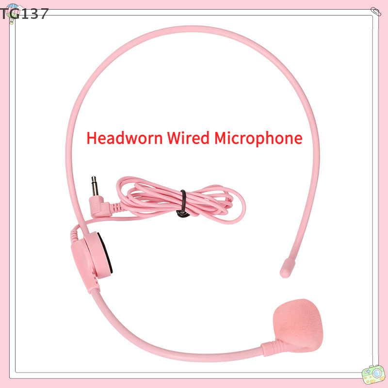 Wired Earphone Mic - 1 adet 3.5MM pembe kafa üstü