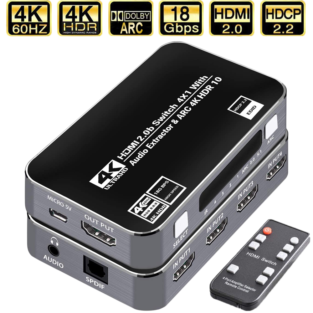 Earphone Splitter Jack - 60Hz 4K HDMI Anahtarlayıcı HDR HDMI